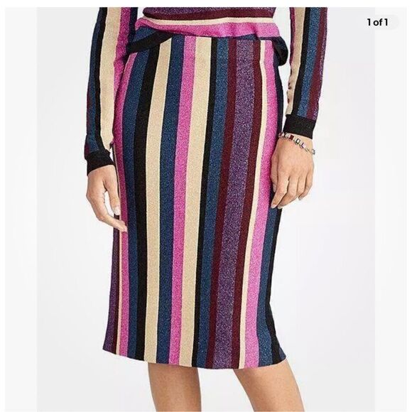 RACHEL Rachel Roy Dresses & Skirts - Rachel Roy Dark Pink Stripe Metallic Pencil stretch Skirt Pink Size M NWOT